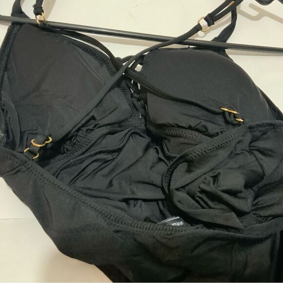 A Pea in the Pod Black Lace Up Detail One Piece Maternity Swimsuit Size Small - Picture 6 of 9